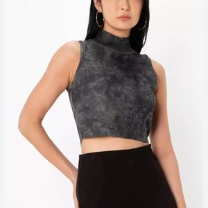 Zara Gray Sleeveless Fitted Crop Top